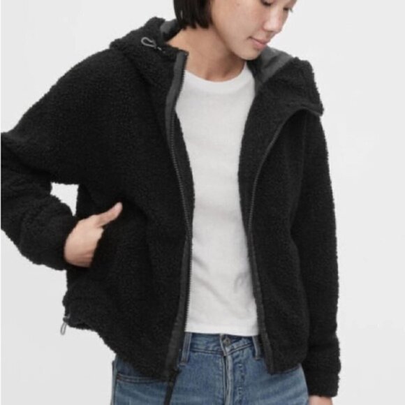 Gap Fit Sherpa Jacket Black Small - Picture 1 of 5